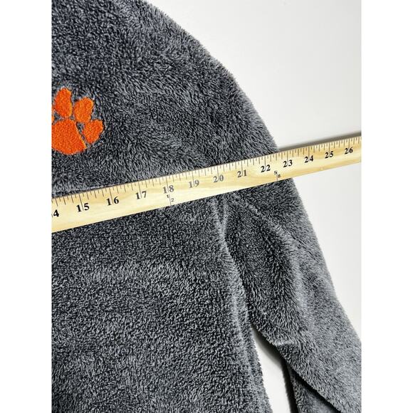 Clemson Sherpa Pullover By Three Square 1/4 Zip Sz. L Grey Tiger Paw Warm Soft - Picture 13 of 13